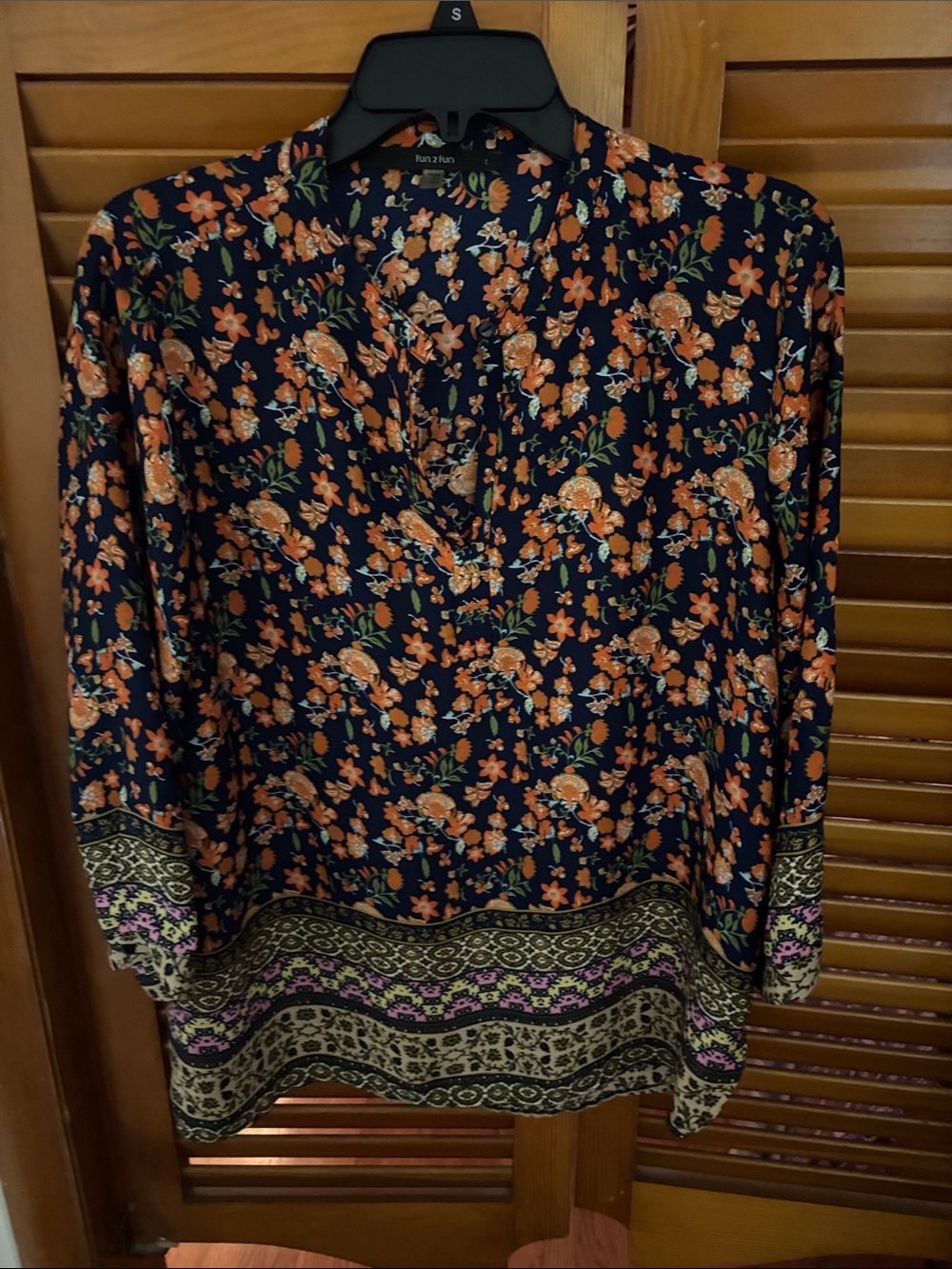 fun 2 fun Navy Tunic with Orange Floral Print